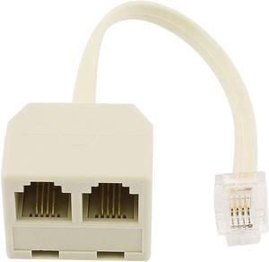 RJ11 6P4C Male Plug to 2 Ports 6P4C Female Socket Phone Line Splitter Adapter