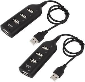 2 PCS Hi-Speed 4 Ports USB 2.0 Hub Expander Adapter Black