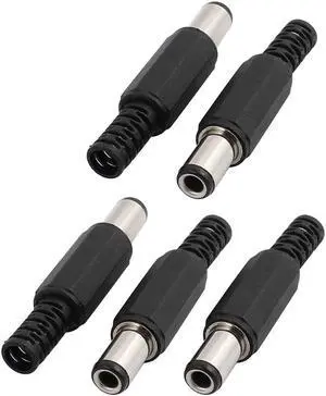 DIY Plastic Cover DC Power Male Jack Connector Black 6.5mm x 3mm 5Pcs