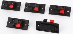 5 Pcs 45mm x 21mm 2 Positions Push in Jack Spring Load Audio Speaker Terminals