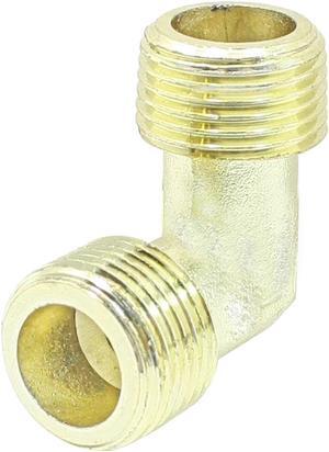 Unique Bargains Gold Tone Air Compressor Fittings Brass 3/8BSP Male Thread Elbow
