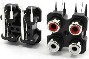 2PCS Audio Video AC Concentric RCA Socket 4 Female Jack Connector Black