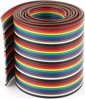 1m 3.3ft 40 Way Rainbow Color Flat Ribbon Cable IDC Wire 1.27mm for Arduino DIY