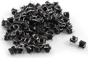 Unique Bargains 100pcs Tactile Push Switch Button Momentary Tact 6x6x5mm DIP Through-Hole 4pin
