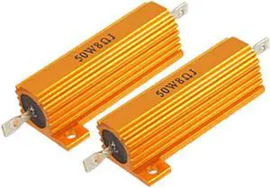 Unique Bargains 50W 5% 8 Ohm Gold Tone Aluminum Housed Resistors 2 Pcs
