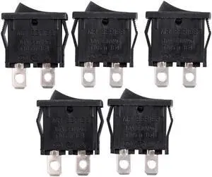 5Pcs AC 125V/12A 250V/10A SPST 2P 2 Position Mini Rocker Switch Black UL Listed