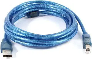 Unique Bargains High Speed USB 2.0 A Male to B Male M/M Printer Extension Cable Clear Blue 10ft