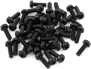 M2.5 x 8mm Plastic Phillips Cross Pan Head Machine Screws Black 50 PCS