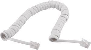 Unique Bargains RJ9 4P4C Plug Connectors Telephone Handsets Line Coiled Cable Off White