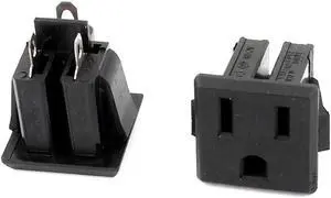 AC 125V 15A US 3 Pins Panel Mounted Snap in Power Supply Female Socket Plug 2pcs