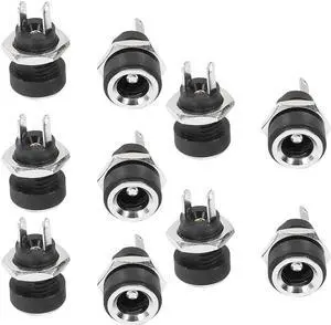 10Pcs 5.5mm x 2.1mm DC Power Jack Socket Female Panel Mount Connector