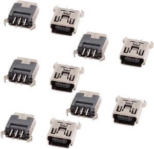 Unique Bargains 10pcs PCB Mount Female Mini USB B Port 180 Degree 5P DIP Socket Connector