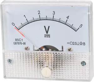 Direct Current 0-5 V White Voltmeter Analog Panel Meter