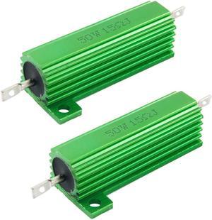 Green 15 Ohm 5% 50 Watt Aluminum Shell Wire Wound Resistor 2pcs