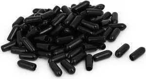 4mm Inner Dia Rubber Hose End Cap Screw Thread Protector Cover Black 100pcs