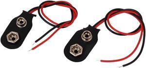 2pcs Faux Leather Wire Lead I Type 9V Battery Clip Connectors Cell Holder Buckle