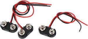 3 Pcs 9V Battery Clip Connector T Type Holder Buckle Double Lead Wire 15cm Long