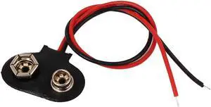 15cm Wire Black Faux Leather 9V Block Battery Clips Buckles DIY Connector