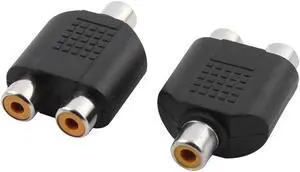 Home Speaker Y Shape RCA Female to 2 RCA Female Audio Connector Adapter 2pcs
