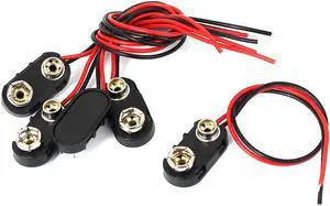 5 Pcs 9V Battery Clip I-type Connectors Cell Holder Buckle Cable Leads 15cm 6F22