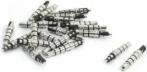 20 Pcs 3.5mm Male Plug 4Pole Soldering Headset Headphone Audio Jack Silver Tone