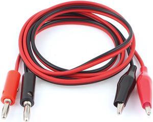 Pair Red Black Alligator Test Lead Clip to Banana Plug Probe Cable 1M 3Ft