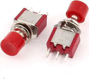 Unique Bargains 2 Pieces AC 120V 5A 3Pin SPDT 1NO 1NC Momentary Round Push Button Switch