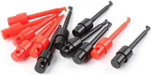 Unique Bargains Black Red Plastic Coated Multimeter Test Wire Single Hook Clips 12 Pcs