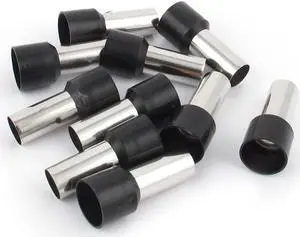 Unique Bargains 10 Pcs Wire Crimp Terminal Tubular Insulated Ferrule Black E25-16 4AWG 25mm2