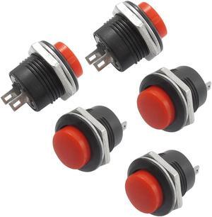 5 x Red Cap Momentary Panel Mount Round Pushbutton Switch AC 6A/125V 3A/250V 5 x Red Cap Momentary Panel Mount Round Pushbutton Switch AC 6A/125V 3A/250V