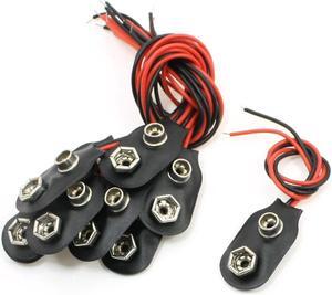 Unique Bargains Black Red Double Cable Connection 9V Battery Clips Connector Buckle 10 Pcs