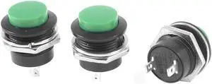 Green OFF(ON) 10mm Momentary Push Button Switch AC 6A/125V 3A/250V 3PCS