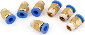Unique Bargains 7 PCS 10mm Thread to 6mm Dia Tube Push in Connect Straight Quick Fittings