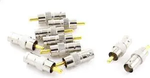 10pcs BNC Female Jack to RCA Male Plug Adapter CCTV Camera Cable Connector