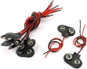 Unique Bargains Black Red Long Cable Connection 9V Battery Clips Connector Buckle 10 Pcs