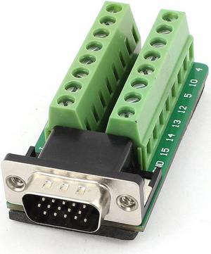 Unique Bargains D-SUB DB15 VGA Male 3Row 15Pin Plug to Terminal Breakout Board Connectors