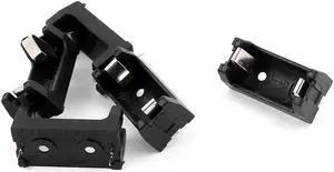 Unique Bargains 2pcs Plastic 1 x BH 1/2AA Cell Button Dry Battery Sockets Holder Case Black