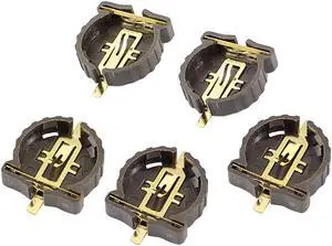 Unique Bargains 5pcs Black Plastic CR1220 Cell Button Lithium Battery Sockets Holder