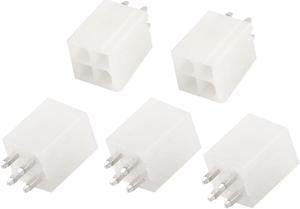 Unique Bargains 5 Pcs Beige 4 Pin Straight Plug Jack ATX PCB Power Connector Adapter