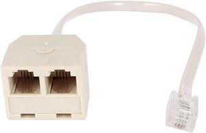 Unique Bargains RJ11 Plug to Double Port Telephone Cord Converter 4 Pin 6P4C