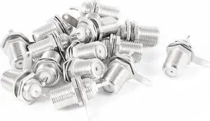 Unique Bargains 15 Pcs F Chassis Panel Mount Female Jack Solder Connector Adapter Silver Tone