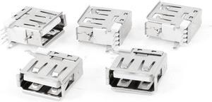 Unique Bargains 5pcs Shielded PCB Mount 4-Pin Side DIP USB Type A Female Jack Socket