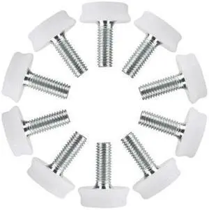 M8x22mm Thread Adjustable Furniture Table Chair Leg Foot Pad White 10pcs