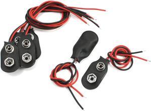 Unique Bargains 18cm Double Cable Connection 9V Battery Clips Connector Buckle 6Pcs