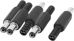 5 Pcs 5.5mmx2.1mm Male Plug DC Power Jack Connector Socket Adapter Black