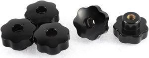 M7 Female Thread Plastic Head Screw On Clamping Nuts Knob Grip Black 5 Pcs