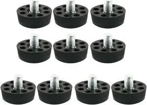 Furniture Table Chair 8 Holes Base Leveling Foot Black M8 x 10mm Thread 10pcs