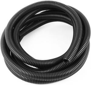 PVC Insulated Corrugated Tube Hose Pipe Black 3.8m Length 16mm Inner Diameter