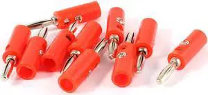 Unique Bargains 10pcs Audio Speaker Wire Cord Banana Plug Screw Connector Adapter Red 3.5mm