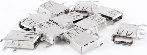 Unique Bargains 10pcs Shieled 90 Degree 4-Pin Side DIP USB2.0 A Female Port Jack Connector